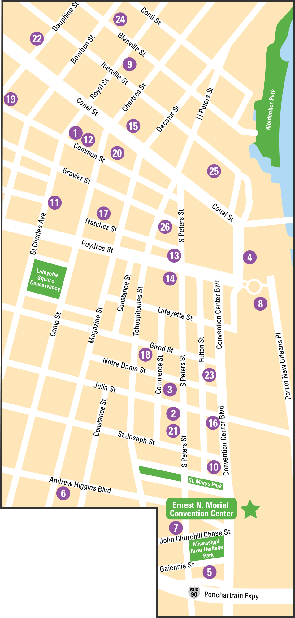 new orleans map 2026 Map of New Orleans hotels